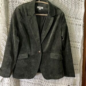 Dressbarn Sz M new with tags green corduroy lined jacket one button 2 pockets